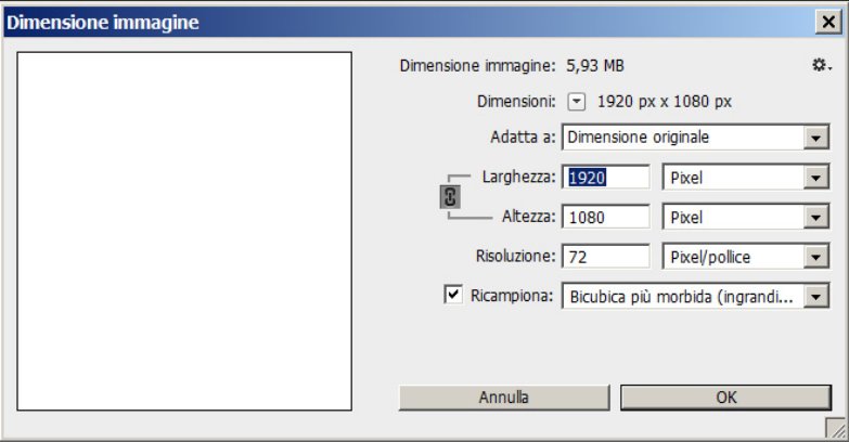 Dimensione immagine: parametri